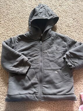 B49 3-4T Zara Gray Hooded Zip-Up Sweatshirt w Sherpa Lining